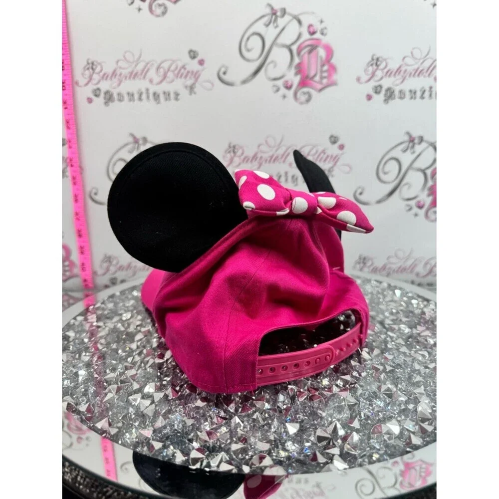 Disney hat ears bright pink black Minnie Pink Baseball Cap with Black Ears